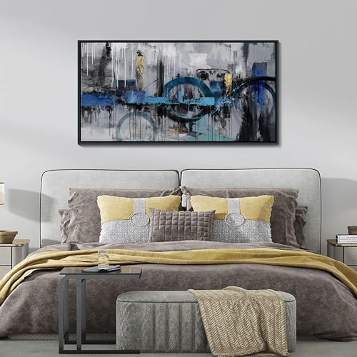 Urban Elegance: Blue-Gray Cityscape on Canvas