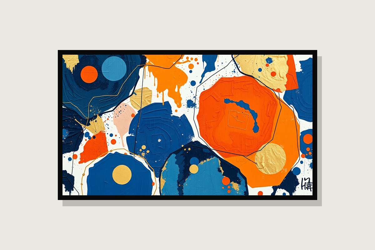 Maximalist Abstract Art Print | Deep Blue Terracotta Gold Leaf | Gallery Wall Bundle