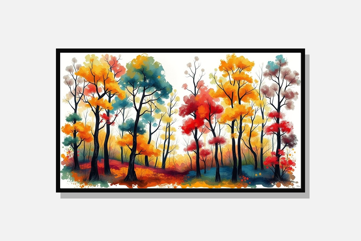 Abstract Swirl Forest Canvas - Modern Nature Wall Art